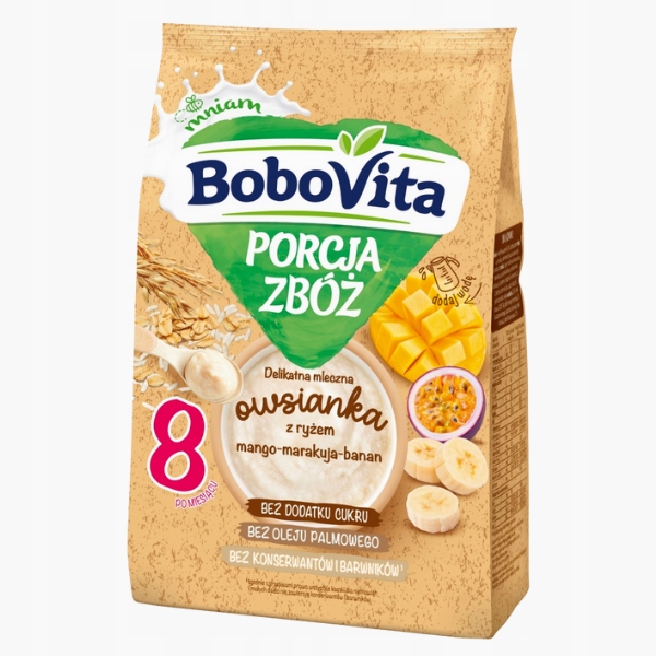 Кашка Bobovita молочна вівсянка з рисом малина банан 210 г — фото 6