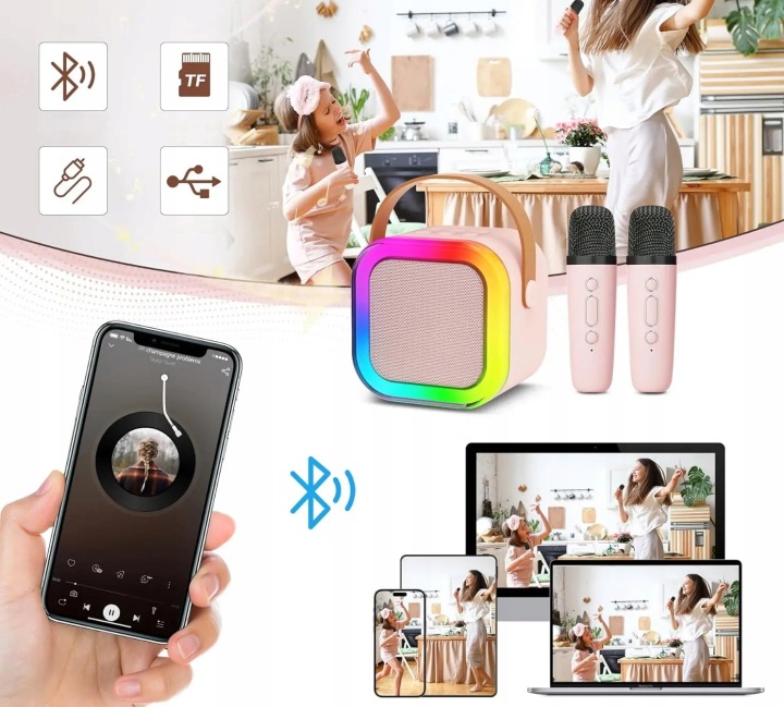 Портативна колонка Bluetooth караоке з мікрофоном Hi-Fi акумулятор — фото 2