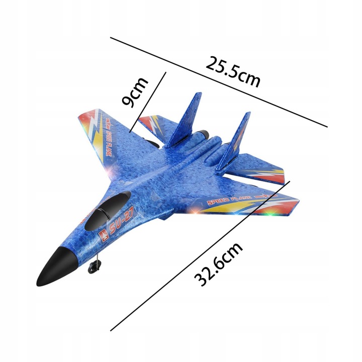 2.4 г Пульт Літак SU27 RC Літак Модель 300 м Високий Синій 2 Батарейки — фото 2