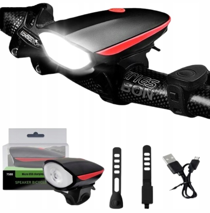 LAMPKA ROWEROWA LED PRZÓD DO ROWERU USB KLAKSON • Cena, Opinie - Allegro