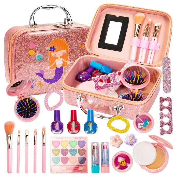 COSMETIC CASE FOR CHILDREN SET BEAUTY SHADOWS LIPSTICK BRUSH VARNISHES