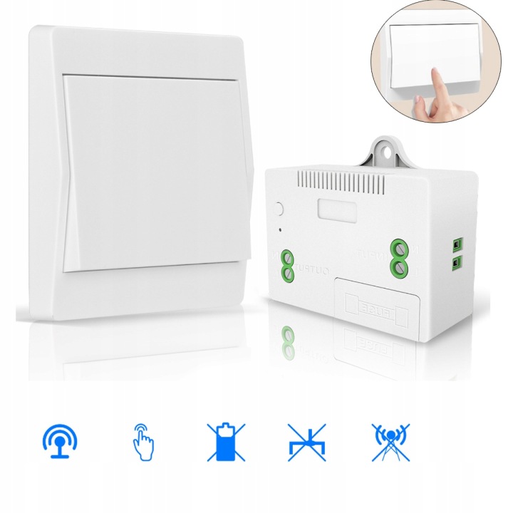 Bezdrátový jednoduchý spínač s 1 rádiovým přijímačem pro světlo RF433