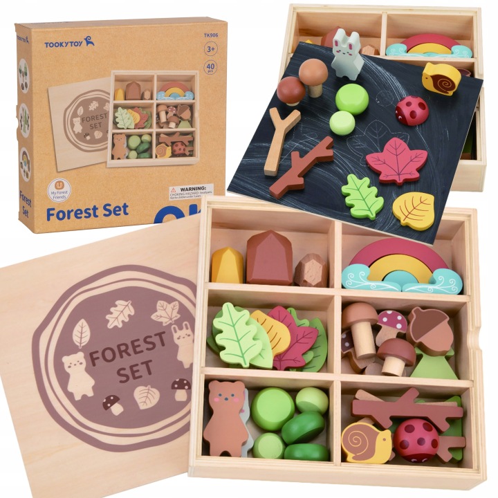 ZESTAW LEŚNY UKŁADANKA W STOSY KLOCKI FIGURKI TOOKY TOY
