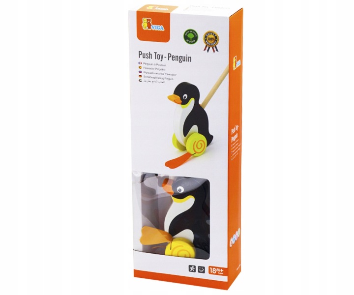 VIGA TOYS Дерев'яна Каталка Пінгвін Іграшка на Палиці для Штовхання на Рочок — фото 6