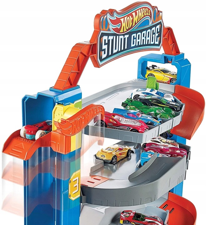 HOT WHEELS CITY STUNT GARAGE набір гараж паркінг з ліфтом + машинка 1:64 HW — фото 3