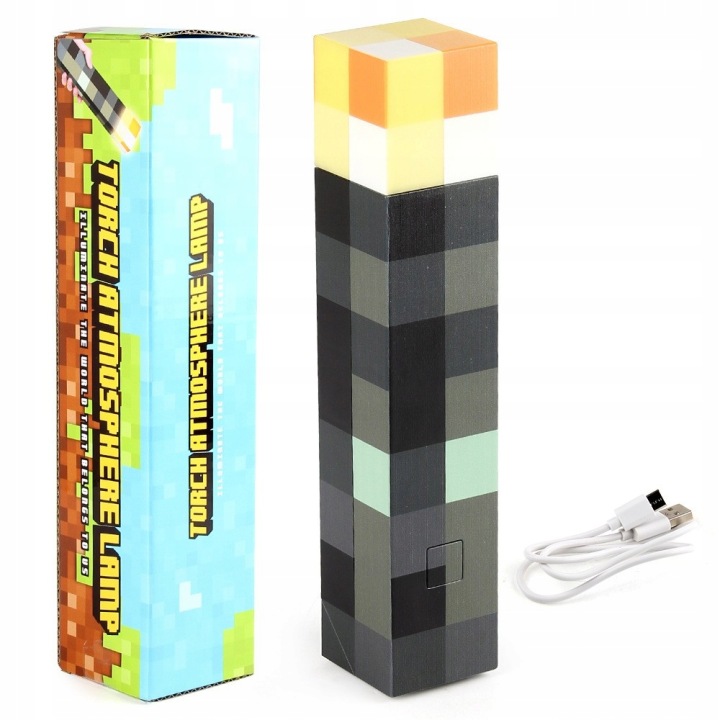 Нічник смолоскип MINECRAFT TORCH LIHGT акумулятор підвісна стояча — фото 2