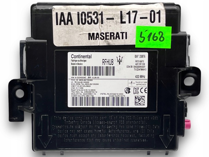 MASERATI riadiaca jednotka KEYLESS RFHUB 670108575 @M