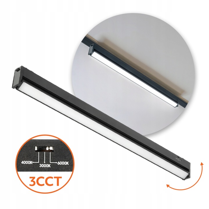 Reflektorová magnetická nástěnná lampa 20W 3CCT černá