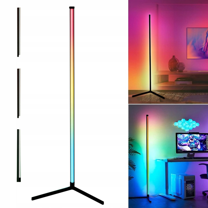 Stojací stojací podlahová lampa Rohová noční Rgb Duhový efekt 3D Dálkový Ovladač Aplikace
