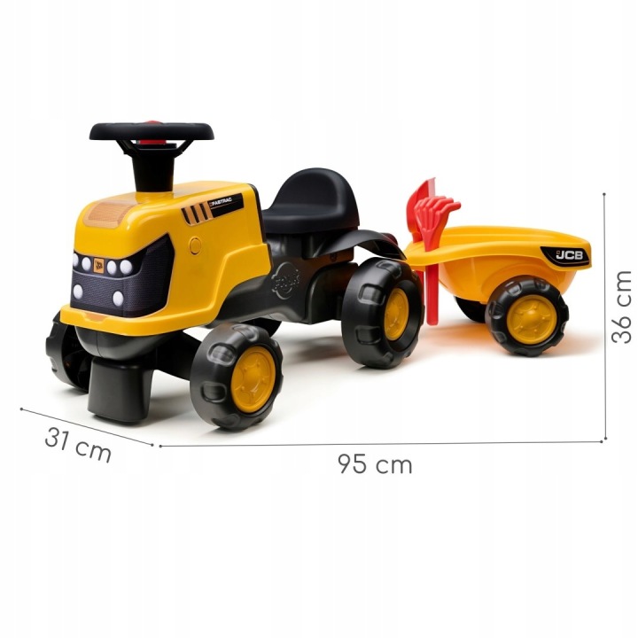 FALK Каталка Трактор JCB Fastrac з Причепом Лопаткою і Граблями 1-3 роки — фото 2