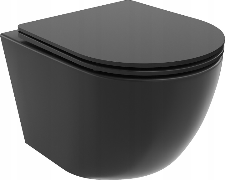 Wc mísa Catania rimless Tornado černá deska Duroplast Uv Nano coating
