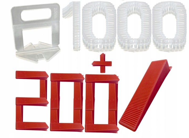 Systém Pro Vyrovnávání Dlaždic 1000x Klipsy 2.0 mm 200x Klíny Komplet