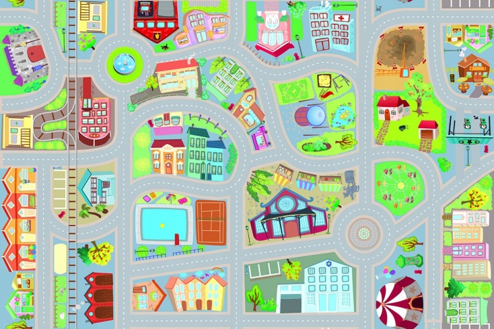 Килимок вініловий для дітей 100x150 - містечко — фото 2