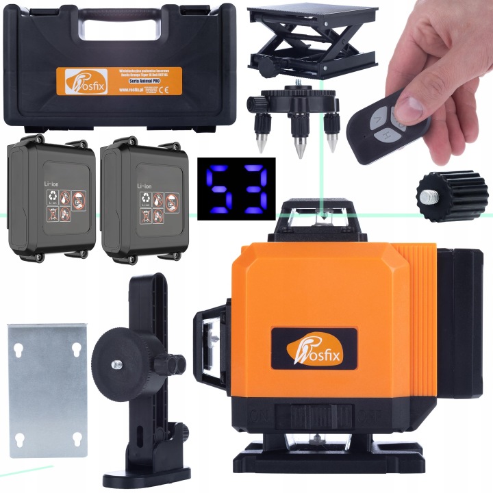 Set Rosfix Křížový Laser Laserová Vodováha 360 16 Řádků 2xVELKÝ Aku Usb-c