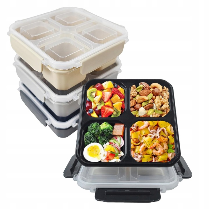 Snídaňový box Bento Lunchbox s přihrádkami Krabička Sada 4 kusů