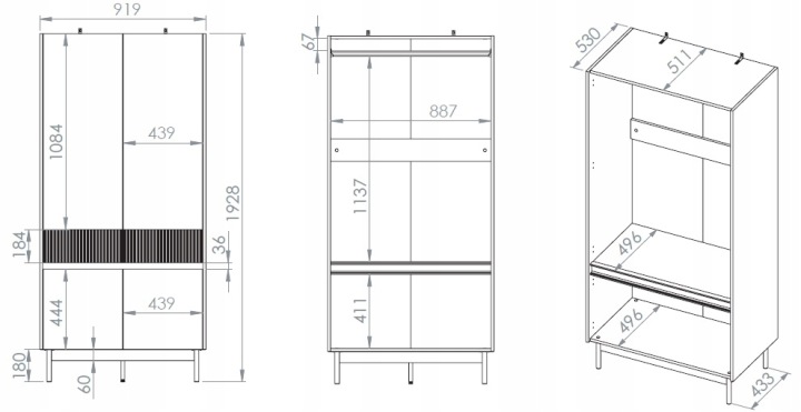 Шафа 4-дверна з ручкою 196x92 рифлена кашемір дуб cremona DUNEA 01 — фото 5