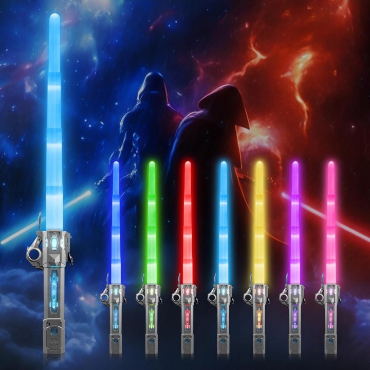 Меч світловий LED RGB телескопічний для воїна зі звуком 7 режимів USB