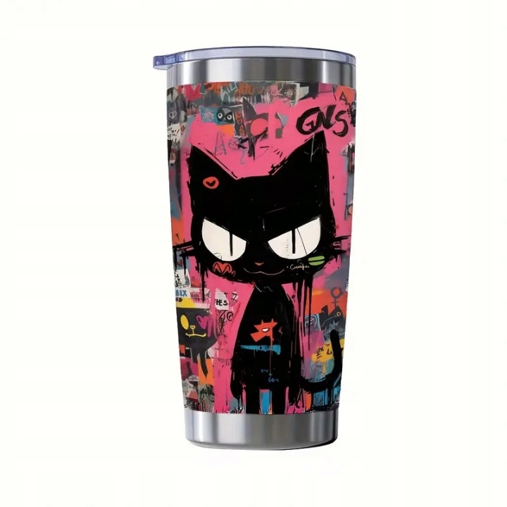 Termohrnek termoska velké kočky barevné vzduchotěsný dárek Pop Art Graffiti