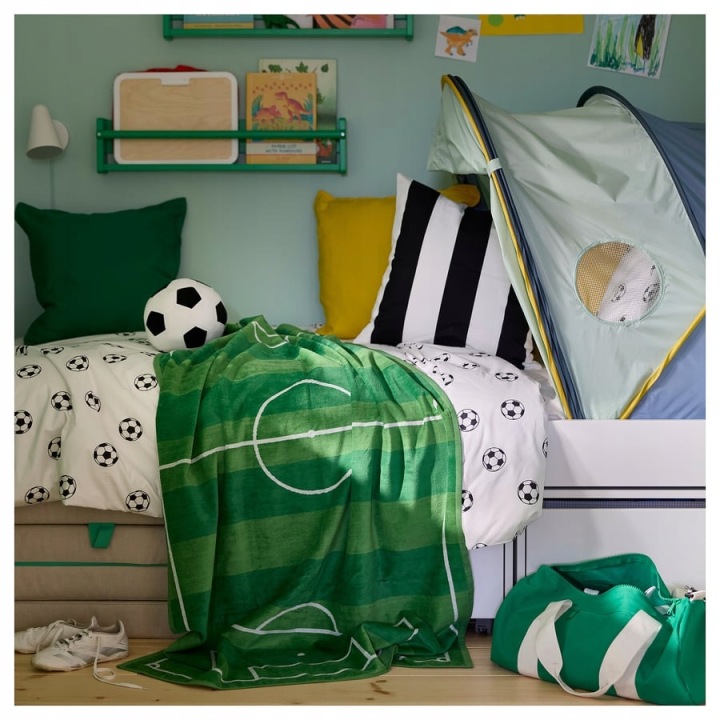 IKEA SPORTSLIG Рушник для купання, зелений/поле футбольні, 100x150 см — фото 5