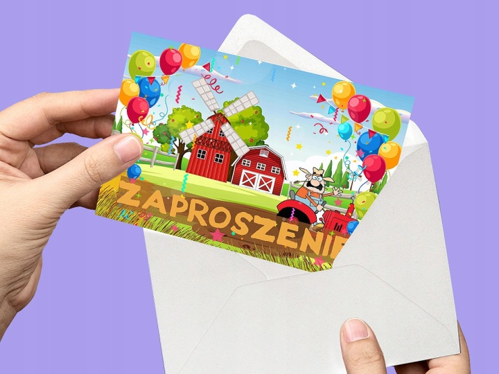 Запрошення на день народження ферма трактор село фермер запрошення + конверт — фото 3