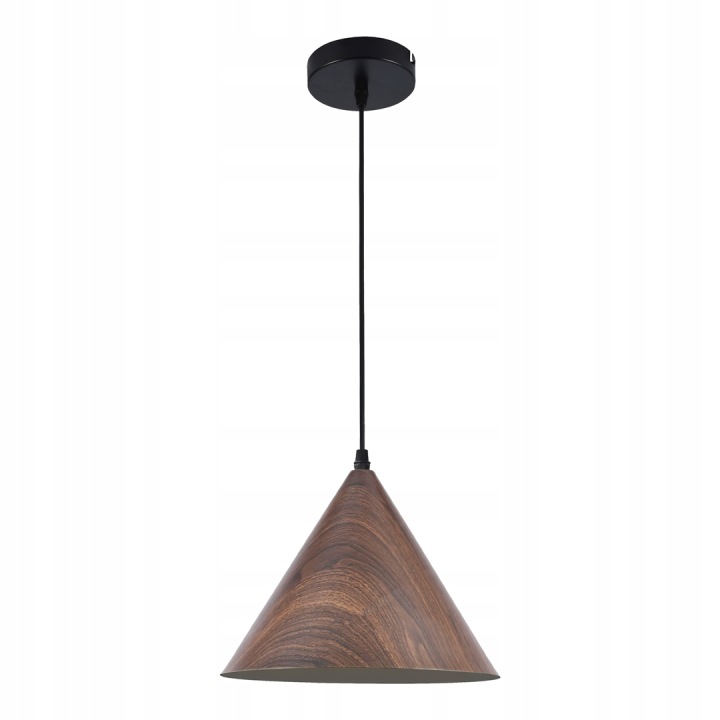 Závěsná lampa kužel 30 cm hnědá imitace dřeva nad stůl ostrov Milagro