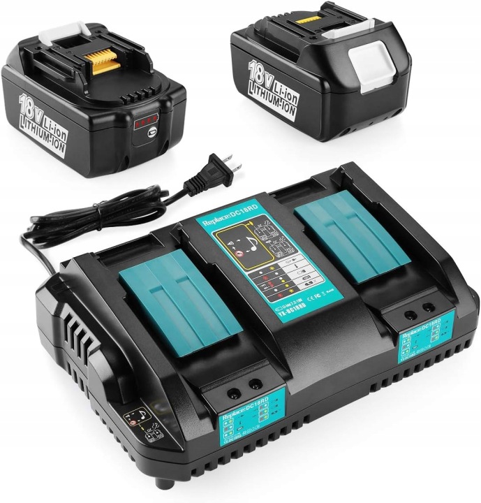 Akumulátor x2 náhradní 18V 6Ah nabíječka DC18RD určená pro Makita Lxt