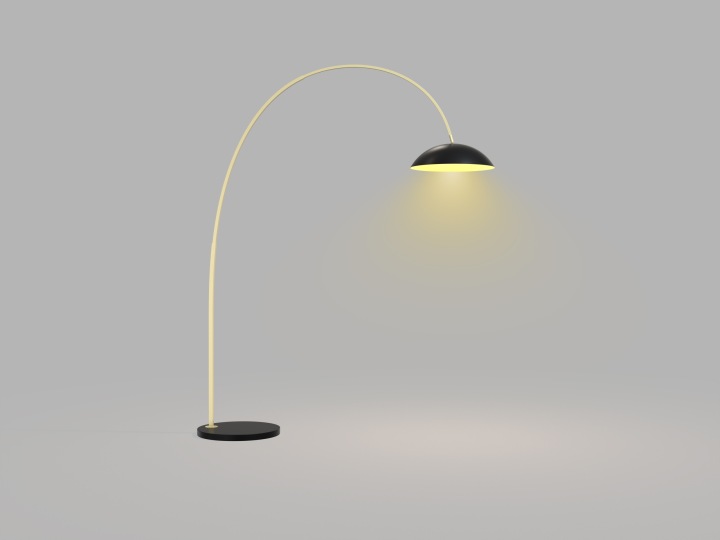 Stojací lampa Rosskoff v moderním stylu, černá se zlatým akcentem