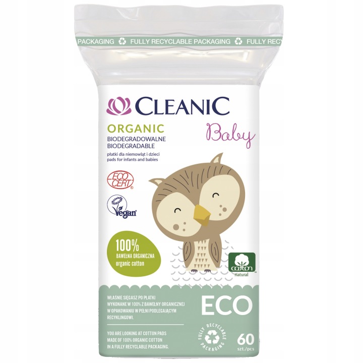 Cleanic Baby Еко Пластівці бавовняні для немовлят 60 шт.