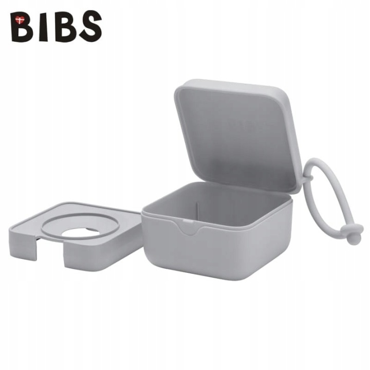 BIBS Коробка контейнер чохол на соски 2 в 1 сірий