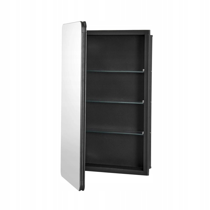 Léková skříňka zrcadlo černá premium 406 x 128 x 610 mm tvrzené sklo ocel