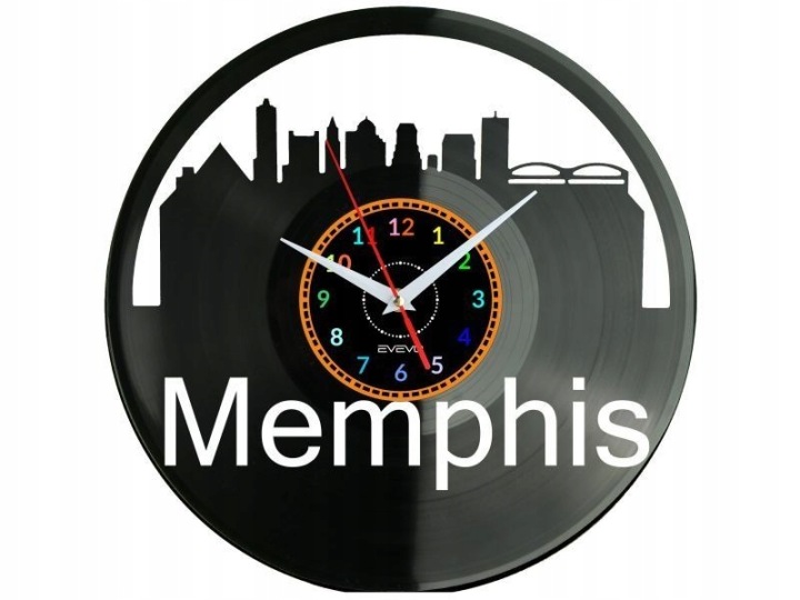Memphis Skyline Nástěnné hodiny Vinylová deska Moderní Dekorativní na Prez