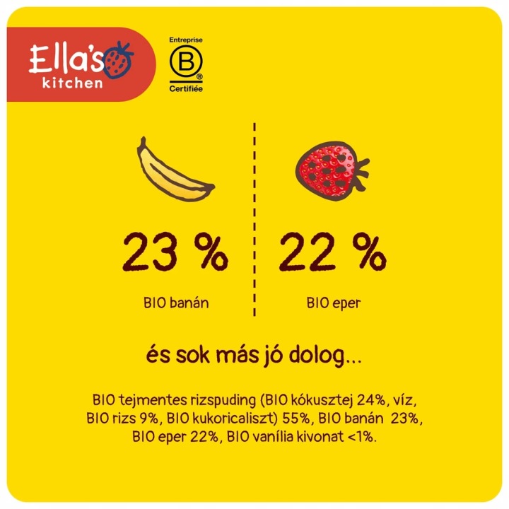 ELLA'S KITCHEN біо безмолочний пудинг рисовий з бананом і полуницями 80 г — фото 3