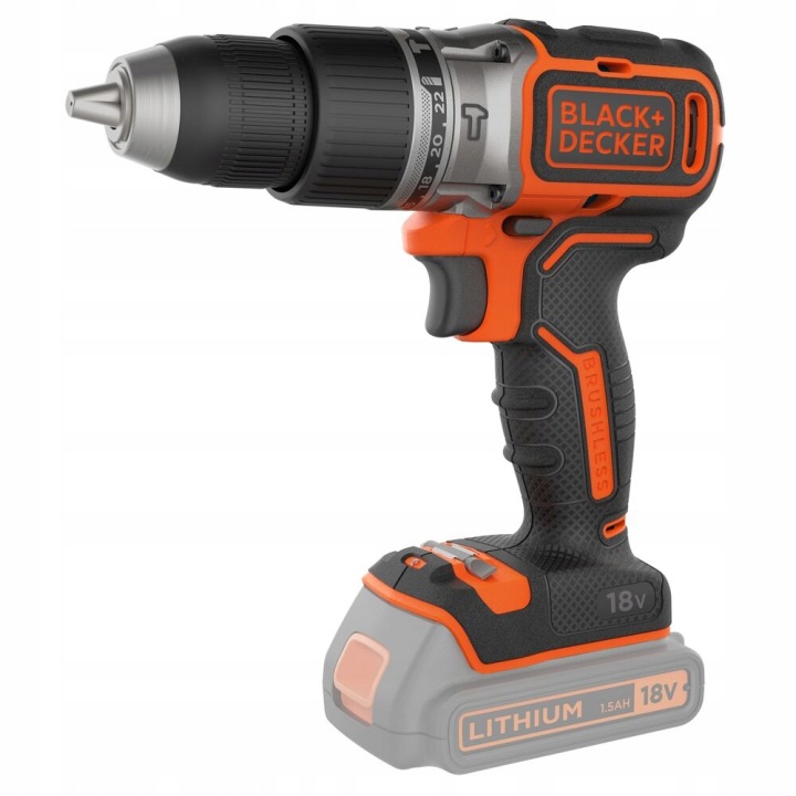 aku vrtačka s příklepem, 18 V, Black+Decker [BL188N-XJ]