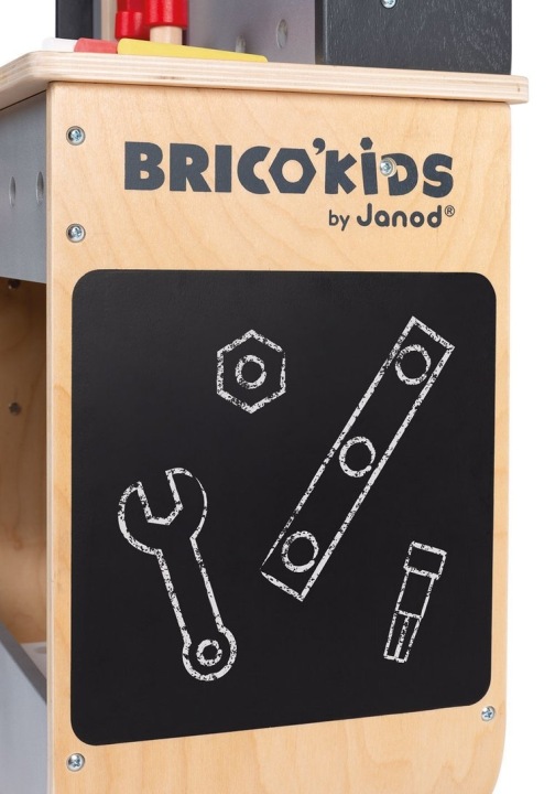 Janod Двосторонній дерев'яний столик для майстерні з 34 аксесуарами Brico'kids — фото 4