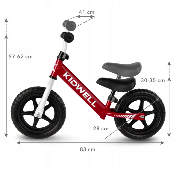 Біговел каталка KIDWELL REBEL колеса 12" легкий регульований червоний — фото 4