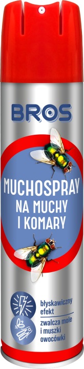 Bros MUCHOSPRAY від мух Комарі дрозофіли оси кріт одежні muchozol 400 мл