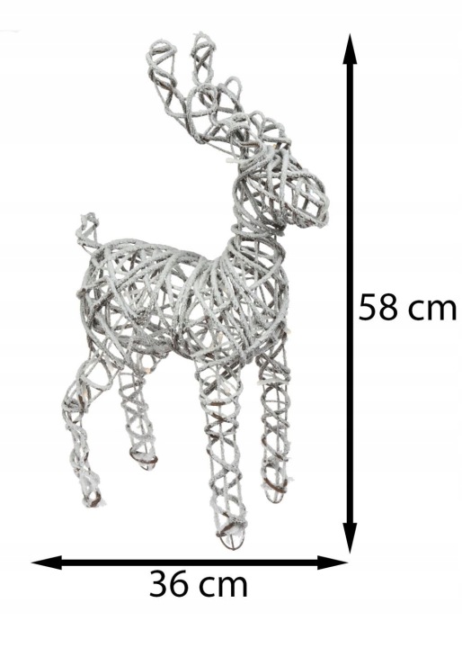 Świąteczny OŚNIEŻONY RENIFER lampki LED dekoracja Marka H&S Decoration