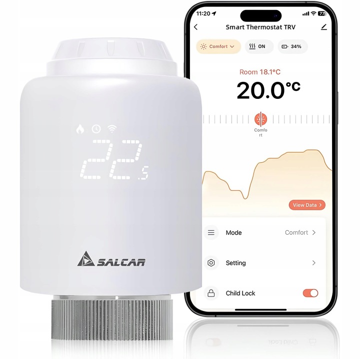 Termostatická kartuše WiFi Tuya Alexa Google sada 3 ks Salcar TRV603