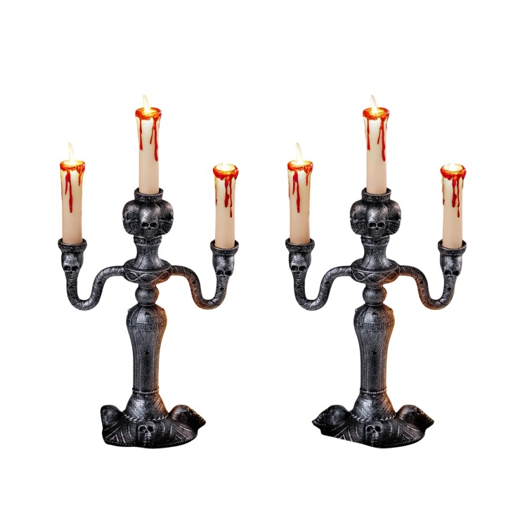 Led Svícny Halloween 35 CM 2 Ks Černý Časovač 6H Na Baterie