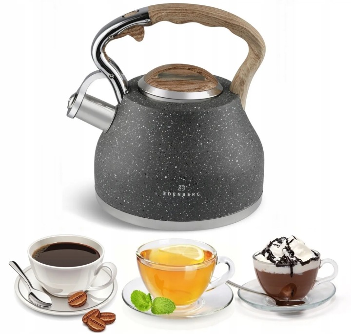 Konvice Ocelová s píšťalkou 3,0 L Indukce Edenberg 8843 Šedá R-26