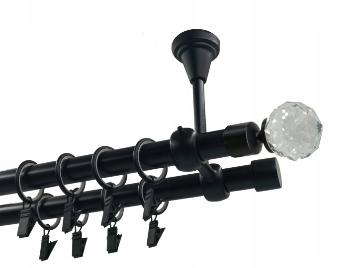 Dvojitá Garnýž kovová stropní lampa černá matná, mix koncovek 19+19 mm, 300 cm