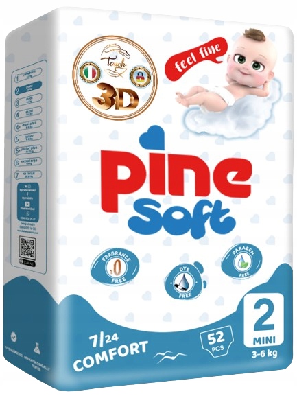 Pinemed Soft 3D Міні 2 /3-6 кг/ підгузки для дітей, 52 шт.