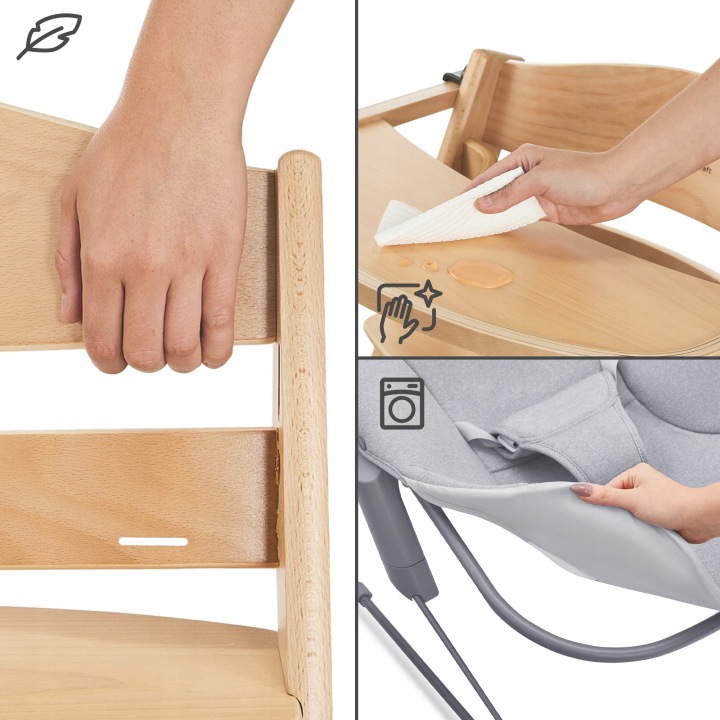 KINDERKRAFT Стільчик для годування ENOCK + гойдалка CALMEE Сірий 26466 — фото 3