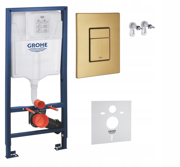 Kompletní podomítkový Wc set – stojan Grohe zlaté tlačítko