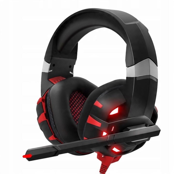 Gaming headset for players RGB LED PC microphone