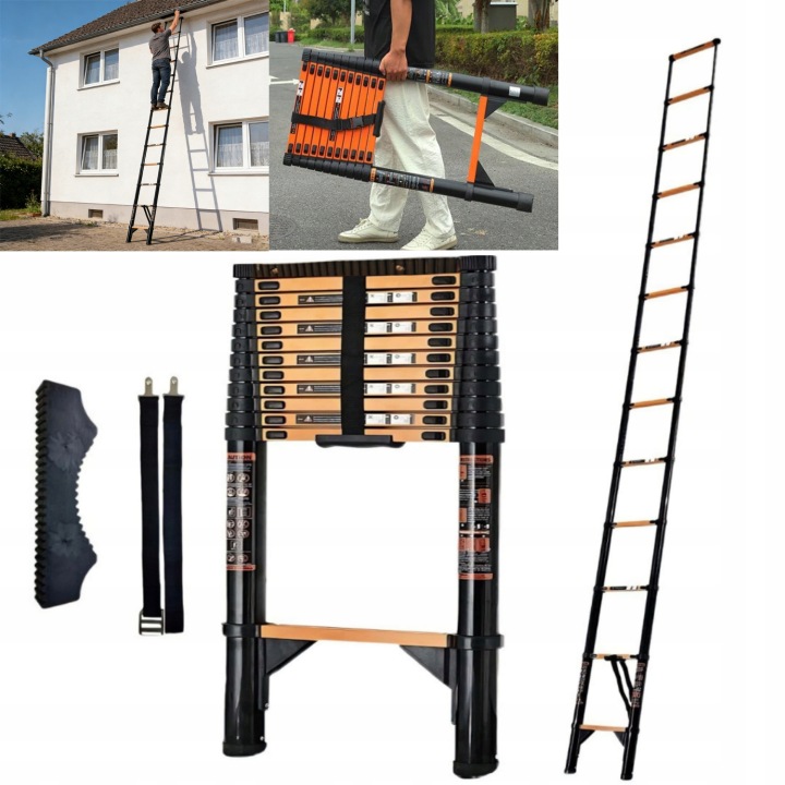 Teleskopický žebřík skládací pevný 13 stupňů 5,1m 150kg