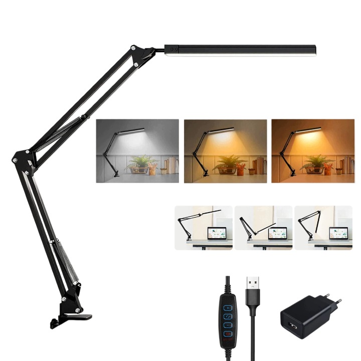 Led stolní lampička s dotykovým ovládáním, 3 barvy pro čtení nabíječka