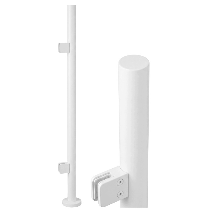 Startovací Sloupek 110 cm pro skleněné zábradlí fi 42 Bílý Nerezový Loft