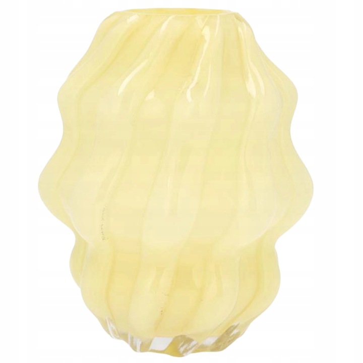 Skleněná Váza 20 cm Kulatý Žlutá Na Květiny Kytice Do Obývacího Pokoje Domu Boho Retro