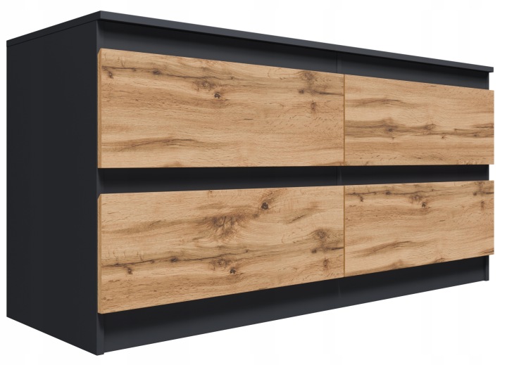 Skříňka Rtv stolek CR3-RTV-4 127 cm grafit-wotan, prostorná komoda, 4 zásuvky